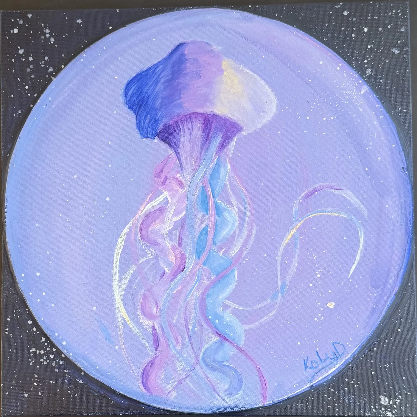Lavender jellyfish drifting between stars.